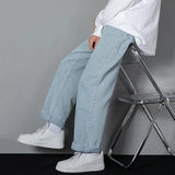 Riolio Men Simple Straight Leg Casual Jeans Male Baggy Korean Streetwear Denim Pants Basic Youth Popular Daily Wide Leg Denim Trousers