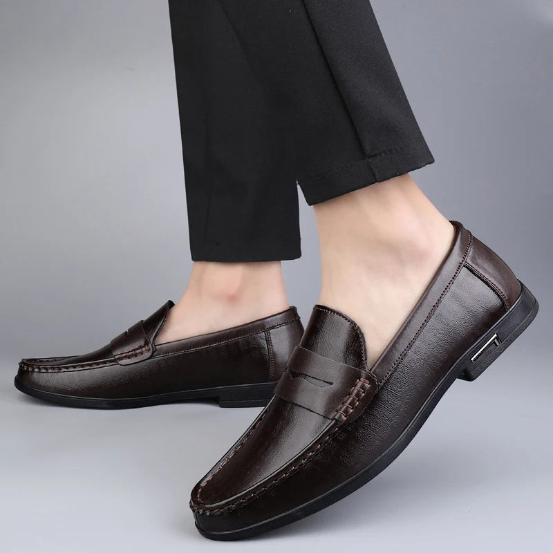 Riolio Genuine Leather Men Shoes Casual Men Loafers Breathable Office Formal Shoes Men Designer Slip on Driving Shoes Plus Size 38-46