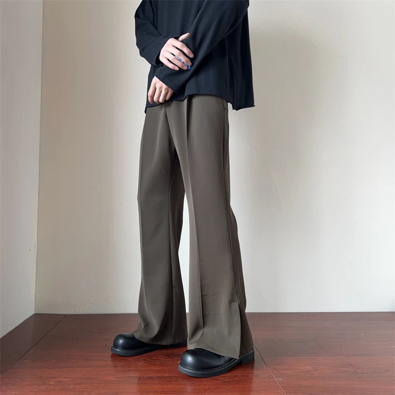 Riolio Brown Black Suit Pants Men Slim Fit Social Mens Dress Pants Korean Loose Straight Casual Pants Mens Office Formal Trousers S-3XL