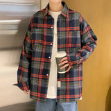 Riolio Autumn Long Sleeved Shirt Men Fashion Oversized Plaid Shirt Men Streetwear Korean Loose Casual Shirts Mens Large Size M-5XL