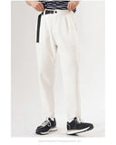 Riolio White Stretch Casual Ankle Pants Silhouette Men's Elegant Suit Pants Summer Korean Straight Loose Men's Smart Casual Trousers