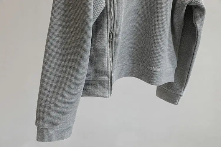 Riolio Korean Casual Sports Suit Large Size Plus Velvet Set Zipper Design Sports Sweatshirt Tying Trousers Casual Simple Two-piece Set