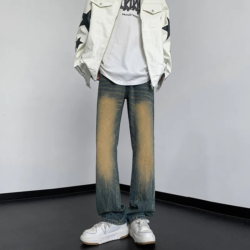 Riolio Wide leg jeans Men 2025 Autumn trend Casual Pantsbell-bottoms unisex washed Jeans Skinny Work Trousers Male Jeans Men Clothing