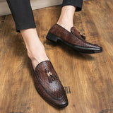 Riolio Tassel Plaid Men New Loafers Weaving Comfortable Soft Mens Leisure Leather Shoes Fashion Sapato Masculino Large Size 38-45