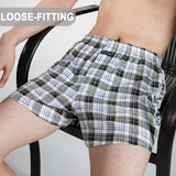 Riolio Men's 100% Cotton Boxer Shorts Foreskin Underwear High Waist Big Underpants Casual Plaid Plus Size Aro Alo Allo Pants M-3XL