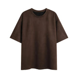 Riolio Summer Short-sleeved T-shirt Men Oversized Casual Suede T Shirt Men Streetwear Loose Solid Color O-neck Tshirt Mens Top M-3XL