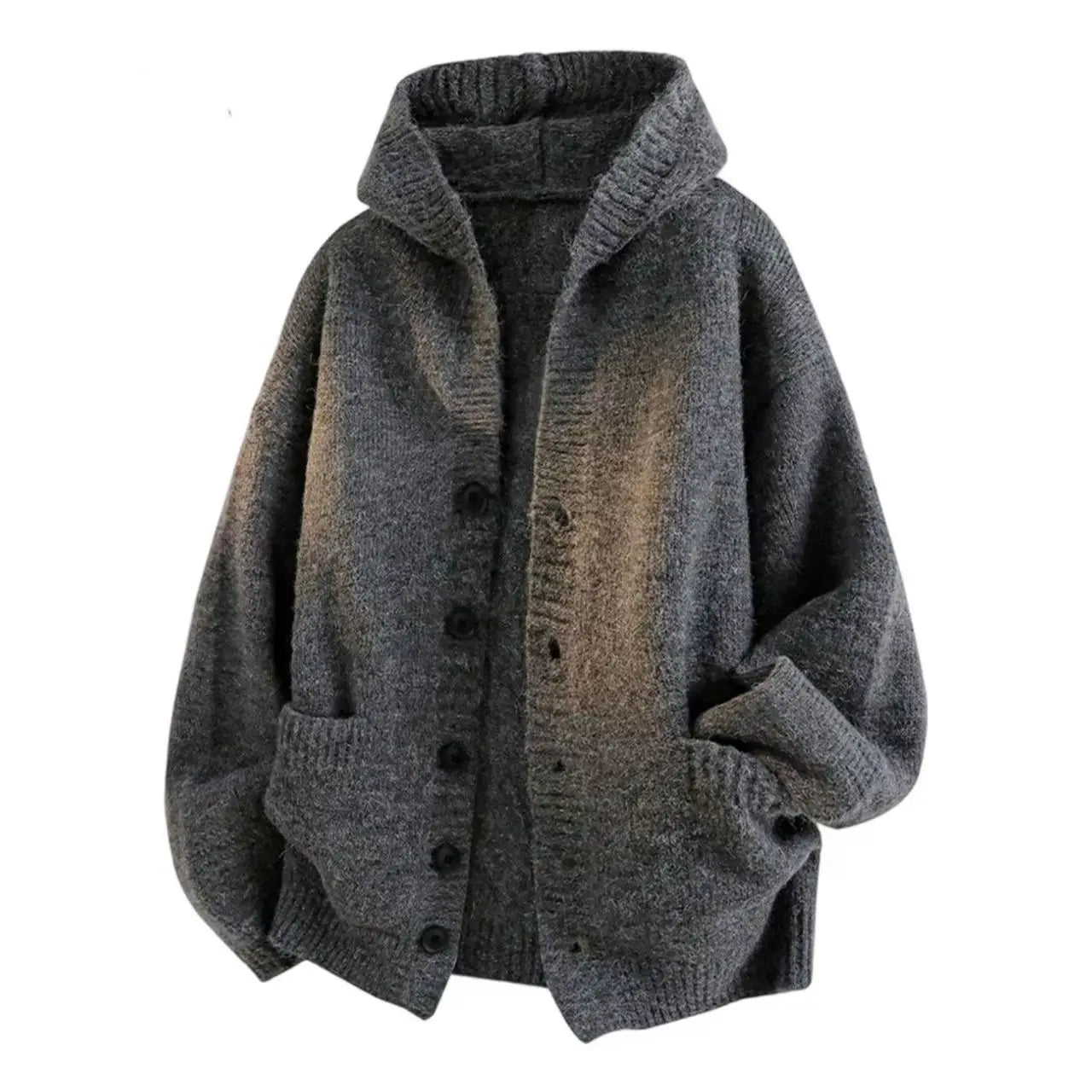 Riolio American-style autumn/winter streetwear unisex trendy hooded knit sweaters for couples with loose-fit retro Harajuku casual tops
