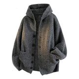 Riolio American-style autumn/winter streetwear unisex trendy hooded knit sweaters for couples with loose-fit retro Harajuku casual tops