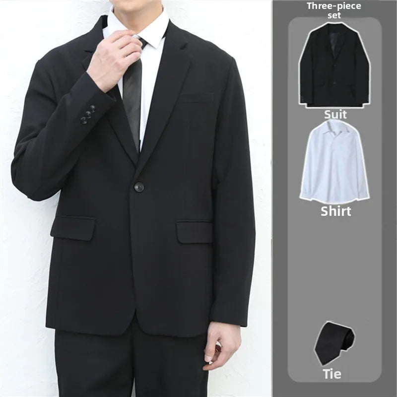 Riolio Casual Leisure Men's Suit Set High School Student Sle Versatile JK Class orm Jaet Straight Cut Casual Long Sve