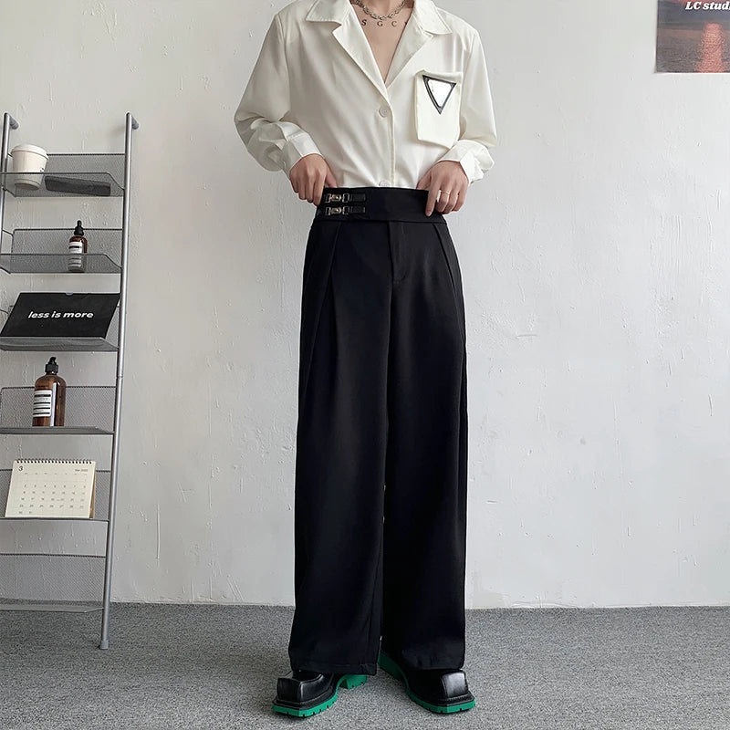 Riolio Black Suit Pants Men Oversized Fashion Social Mens Dress Pants Korean Loose Straight Wide Leg Pants Mens Office Formal Trousers