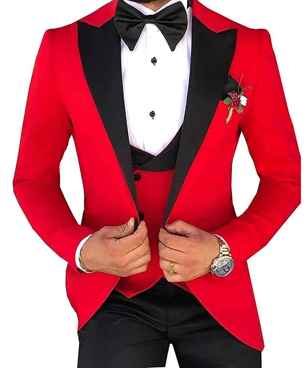 Riolio prom suit Men 3 Pieces Suits For Men Custom Made Groom Groomsmen Tuxedos Wedding Men Suit Terno Masculino(Jacket+Pant+Vest)