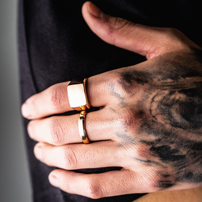 Riolio New Classic Glossy Ring Men Temperament Fashion Stainless Steel Round Finger Ring For Men Jewelry Gift