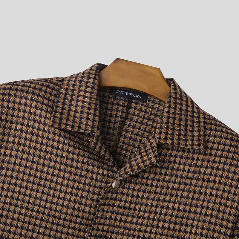 Riolio Men's Jackets Plaid Lapel Long Sleeve Button Fashion Casual Male Crop Coats Spring Streetwear Thin Jackets S-5XL INCERUN