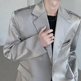 Riolio High Grade Metal Ring Blazers Men Leisure Loose Suit Jackets Male Lapel Fashion Streetwear Coat All-match Korean Suit-tops