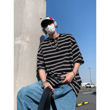 Riolio Men Cotton T Shirt Breathable Comfort Round Neck Button Striped Summer Casual Soft Lightweight Streetwear Fashion Cotton Tee Top