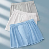 Riolio Large Size Mens Ice Silk Arrow Pants Seamless Solid Color Boxer Shorts Panties Summer Thin Loose Comfortable Sleepwear Underwear