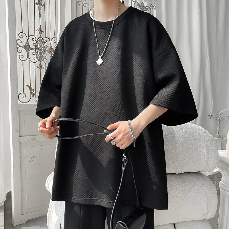 Riolio Summer Short Sleeved T-shirt Men Oversized Casual Round Neck T Shirt Men Streetwear Hip-hop Loose Striped T Shirt Mens Top