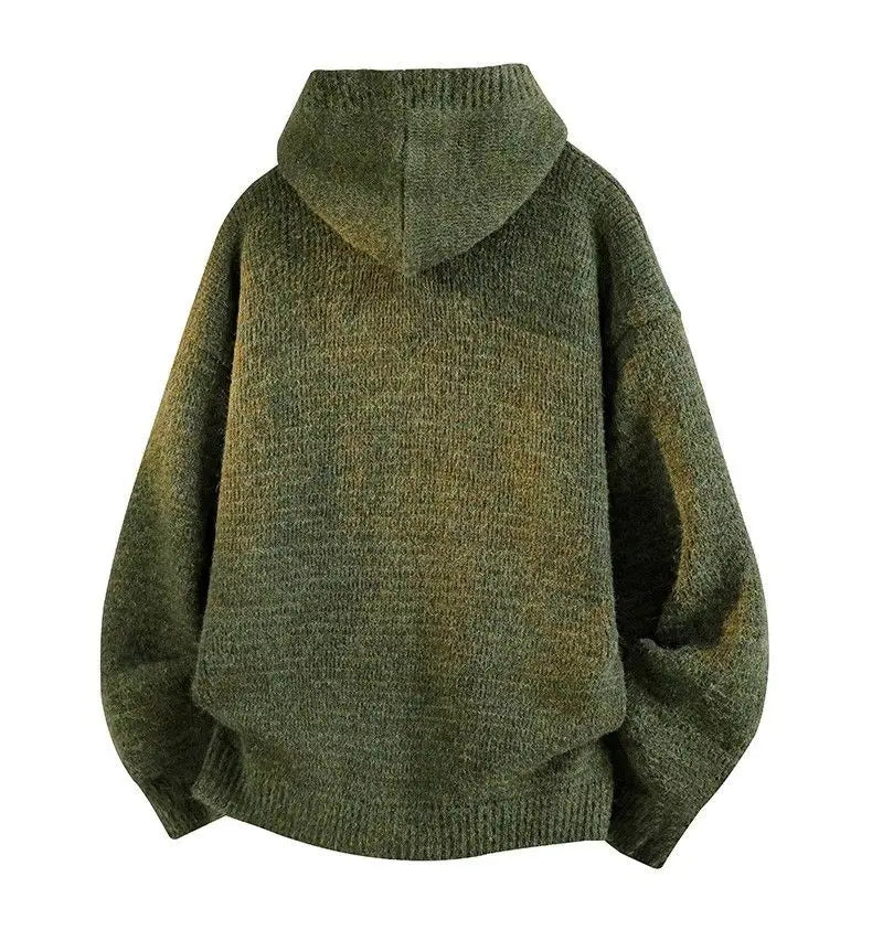 Riolio American-style autumn/winter streetwear unisex trendy hooded knit sweaters for couples with loose-fit retro Harajuku casual tops