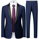 Riolio 3 Pieces Set Men's Business Blazers Coat / Male Slim Fit Color Matching Collar Suit Tuxedo Leisure Jacket Pants Vest Wedding