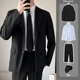 Riolio Busin Casual Men's Suit Set Jaet Casual Spring Autumn Wedding Best Man Marriage Career Formal Small Suit M