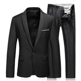 Riolio Men's Business Fashion High Quality Gentleman Black 2 Piece Suit Set / Blazers Coat Jacket Pants Classic Trousers