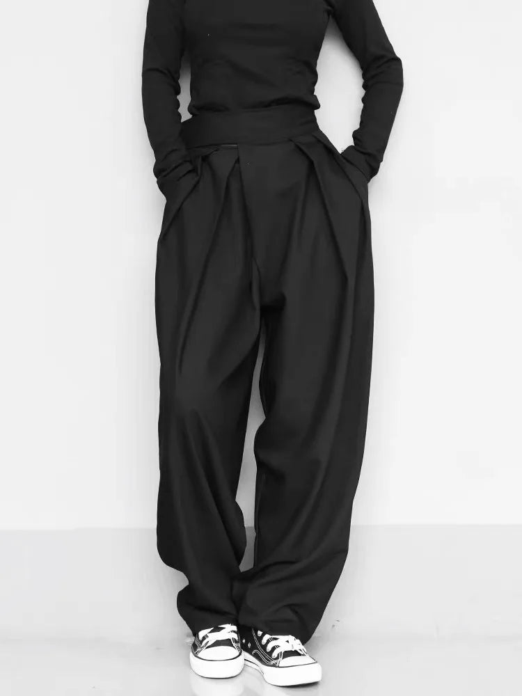 Riolio  Wide Leg Men's Suit Pants Spring Autumn Thin Loose Magic Tape Drape Long Trousers Casual Youth Trend  Color
