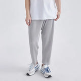 Riolio Summer Casual Pants Men Fashion Gray Black Straight Pants Men Japanese Streetwear Loose Pleated Pants Mens Ice Silk Trousers