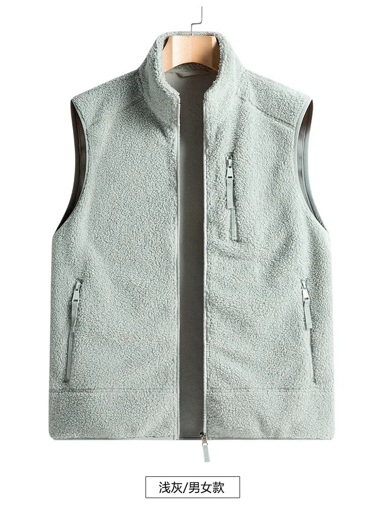 Riolio Outdoor Sleeveless Coats Vests Male Warm Cotton Waistcoat Autumn Jackets Thick Vests Man Classic  Lamb Cashmere Men Fleece Vest
