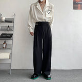 Riolio Black Suit Pants Men Oversized Fashion Social Mens Dress Pants Korean Loose Straight Wide Leg Pants Mens Office Formal Trousers