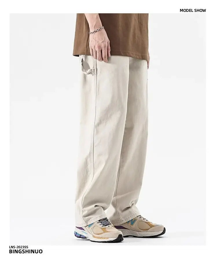 Riolio American High Street Work Pants Spring Autumn New Men's Trousers Straight Japanese Fashion Trend Retro Casual Work Pants Chic