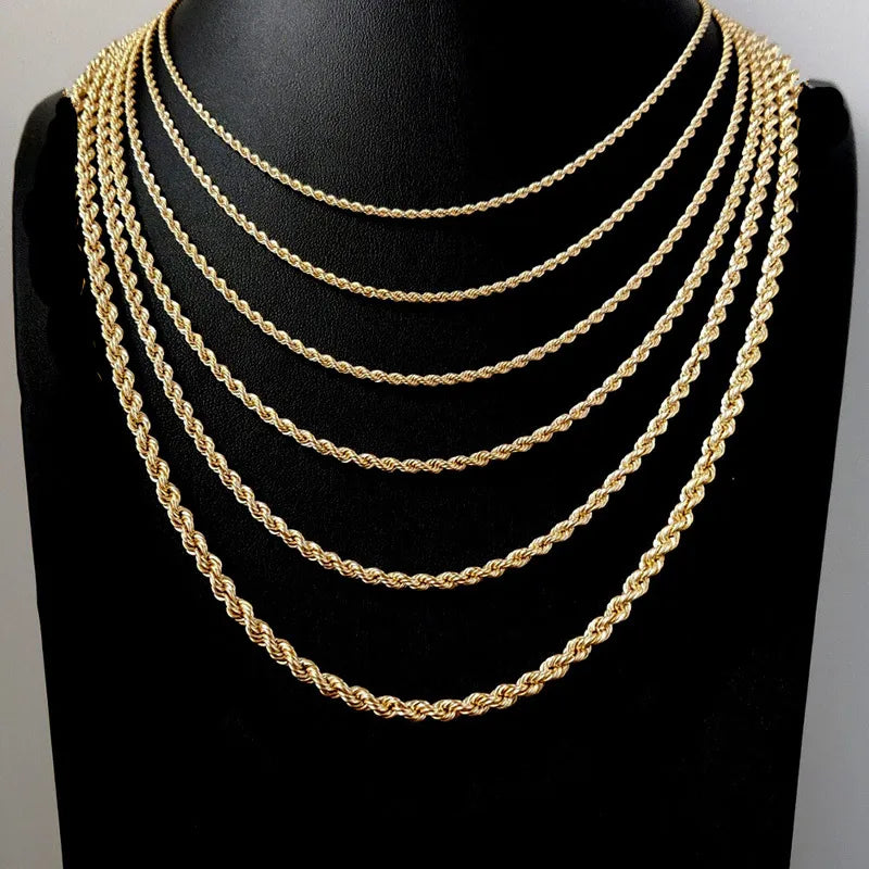 Riolio Rope Chain Necklace Men Classic New Handmade Stainless Steel Twisted Link Chain Necklace For Men Jewelry Gift