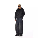 Riolio American spring and autumn men and women washed curved knife jeans for couples loose and trendy straight leg casual pants y2k