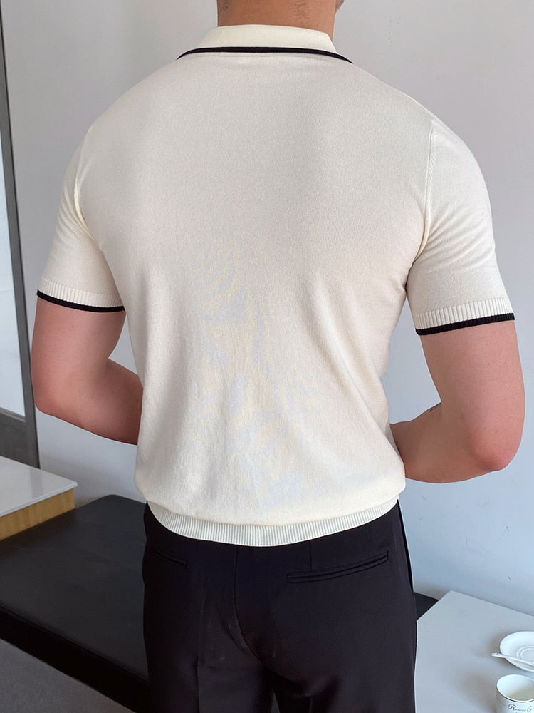 Riolio Summer Men Fashion Polo Shirts Short Sleeve Turn-down Collar Patchwork Casual Polos Mens Clothing Male Tops Pullover Streetwear