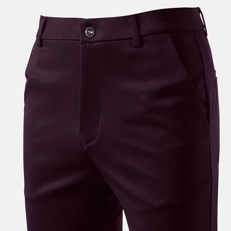 Riolio Summer Spring Male Casual Pants Business Suit Pants Khaki Classic Men's Dress Pants Flexible Office Clothes