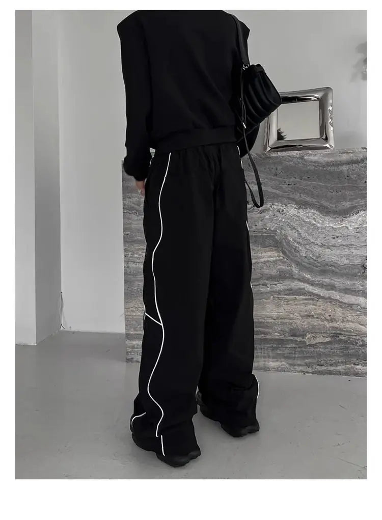 Riolio American High Street Style Retro Trend Functional Style Drawstring Loose Sports Wide-leg Trousers Autumn Winter New Style Pants