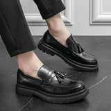 Riolio High quality black men's loafers, fashionable tassels, casual patent leather, wedding business dress shoes, plus size 46