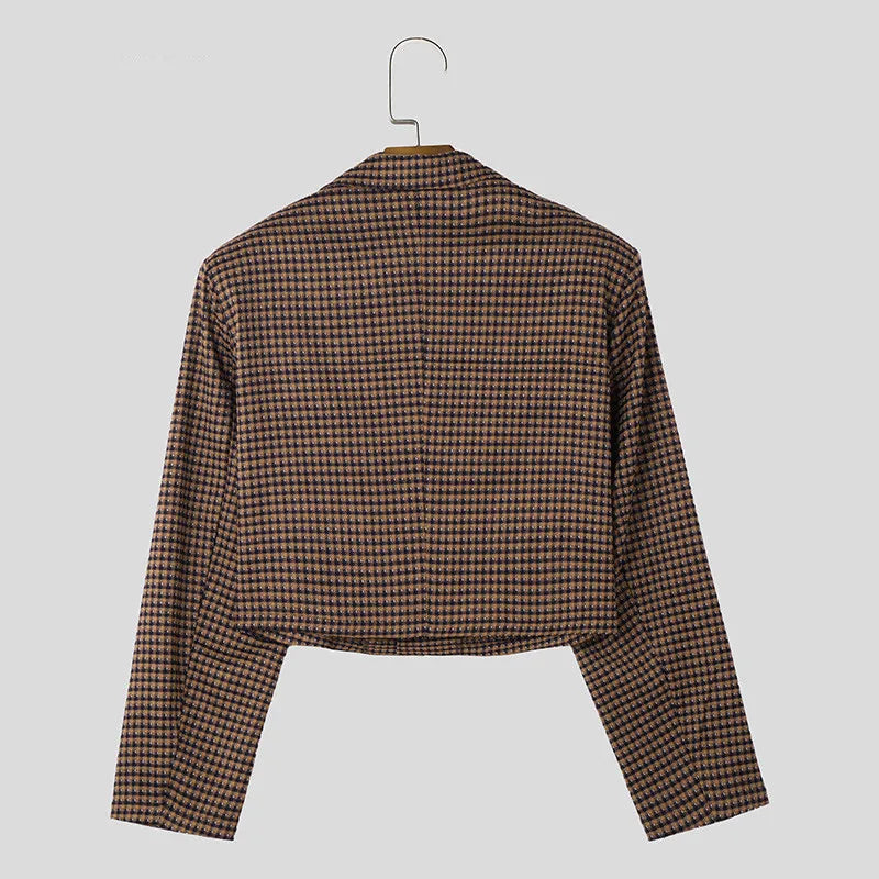 Riolio Men's Jackets Plaid Lapel Long Sleeve Button Fashion Casual Male Crop Coats Spring Streetwear Thin Jackets S-5XL INCERUN