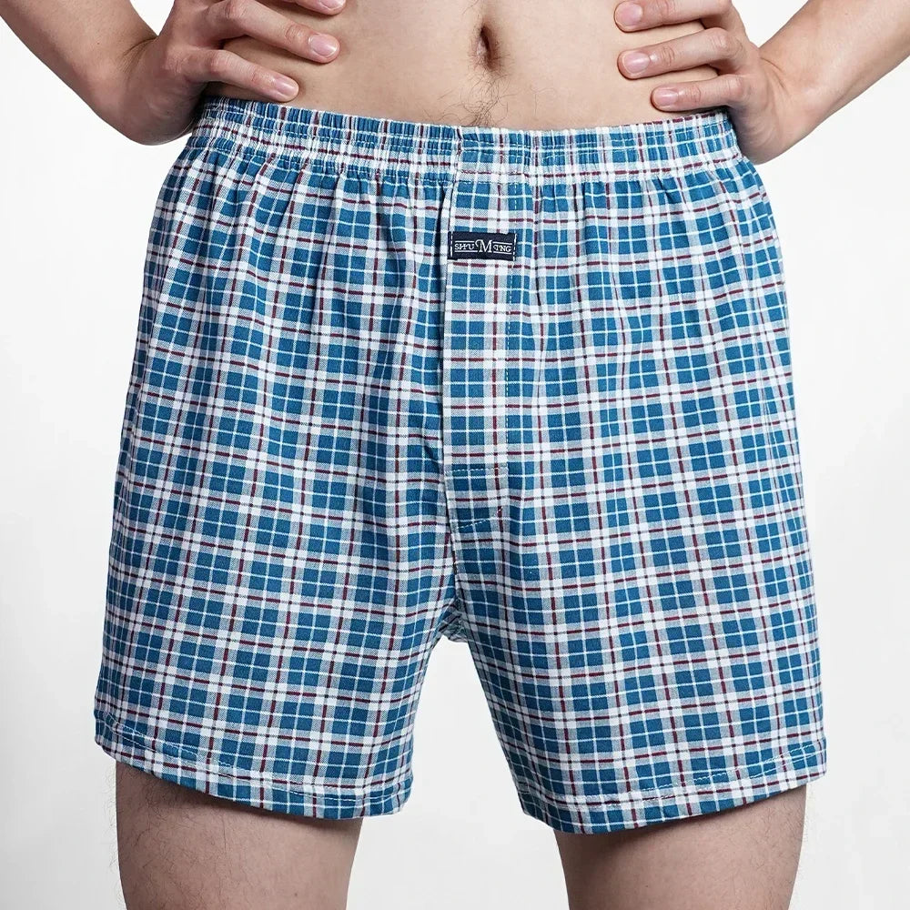 Riolio Men's 100% Cotton Boxer Shorts Foreskin Underwear High Waist Big Underpants Casual Plaid Plus Size Aro Alo Allo Pants M-3XL