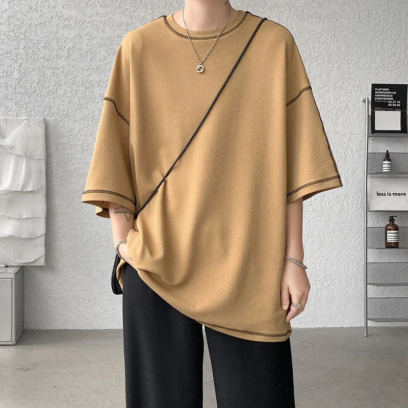 Riolio Summer Short Sleeve T-shirt Men Fashion Casual White Oversized T Shirt Men Streetwear Hip Hop Loose O-Neck Tshirt Mens Top S-2XL