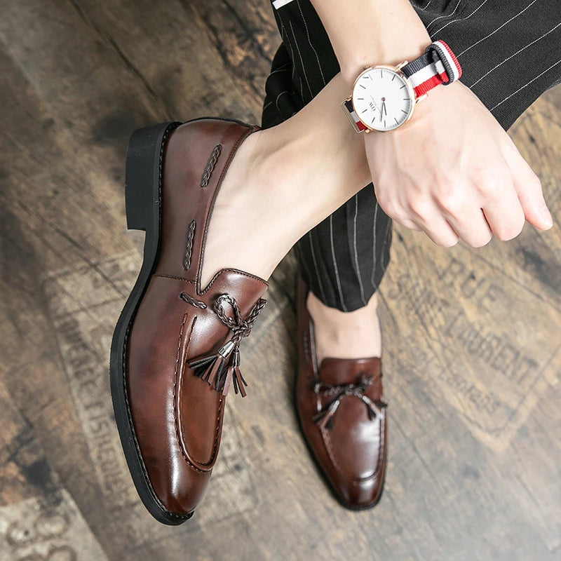 Riolio Summer Fashion Casual Leather Shoes Men Large Size Business Formal Casual Shoes Wedding Lace Up Men Shoes