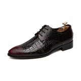 Riolio Men's Crocodile Dress Leather Shoes Lace-Up Wedding Party Shoes Mens Business Office Oxfords Flats Plus Size Men Fashion