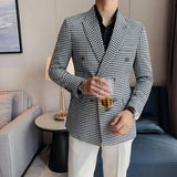 Riolio prom outfits for guys British Style Slim Fit Houndstooth Blazer For Men Fashion Double Breasted Business Office Wedding Dress Suit Jacket