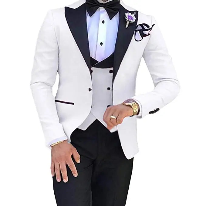 Riolio prom suit Men 3 Pieces Suits For Men Custom Made Groom Groomsmen Tuxedos Wedding Men Suit Terno Masculino(Jacket+Pant+Vest)