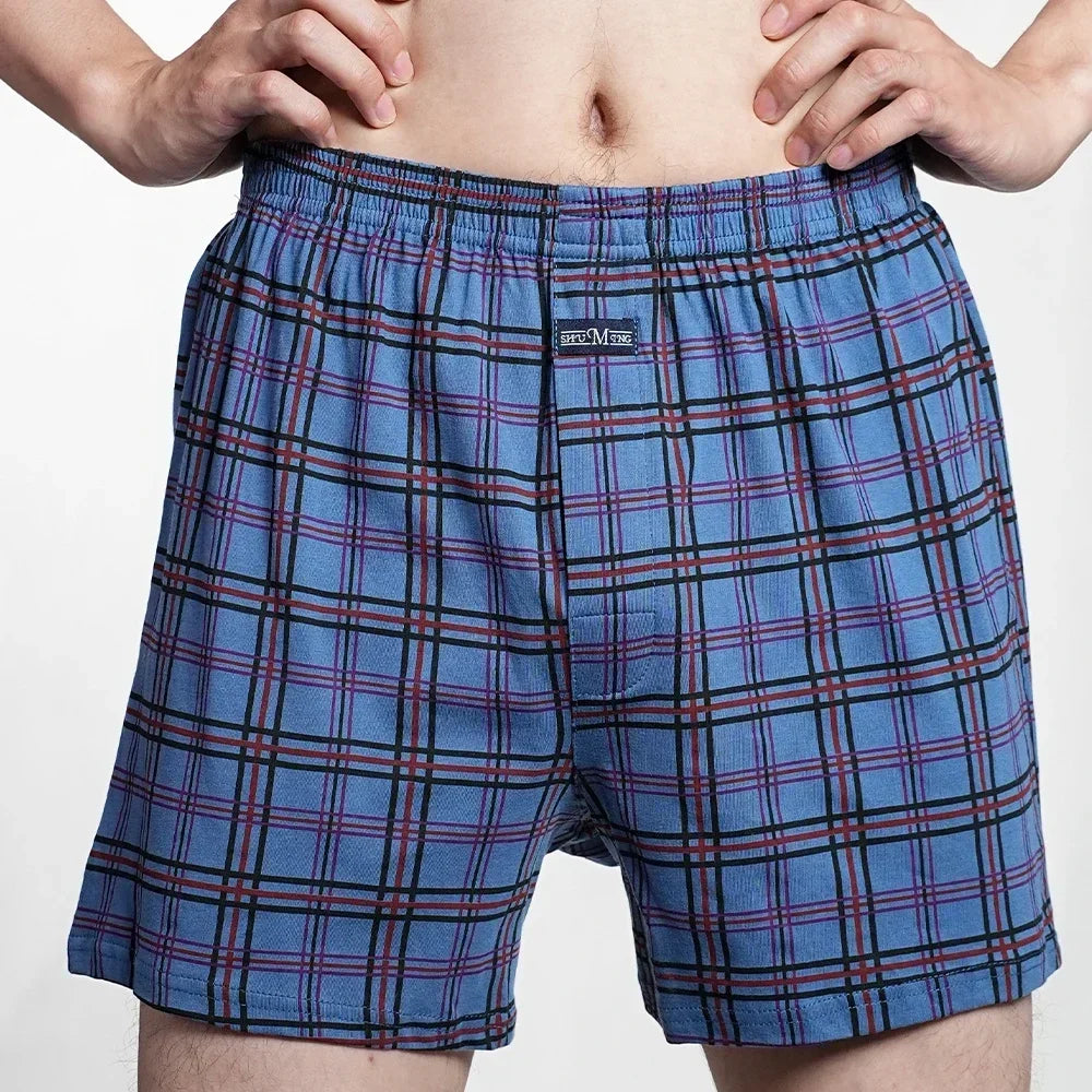 Riolio Men's 100% Cotton Boxer Shorts Foreskin Underwear High Waist Big Underpants Casual Plaid Plus Size Aro Alo Allo Pants M-3XL