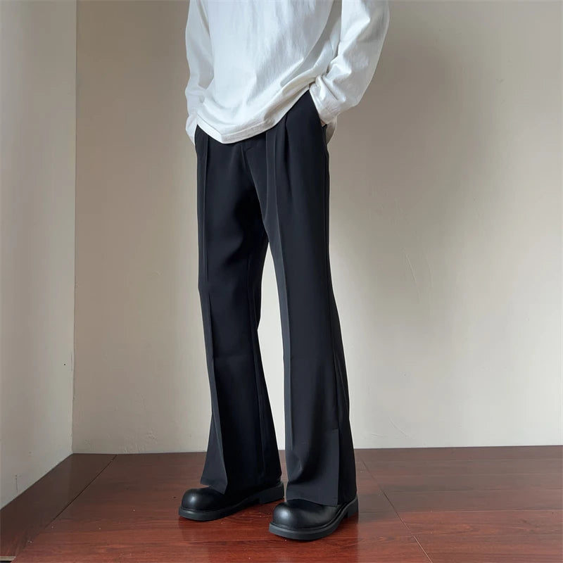 Riolio Brown Black Suit Pants Men Slim Fit Social Mens Dress Pants Korean Loose Straight Casual Pants Mens Office Formal Trousers S-3XL