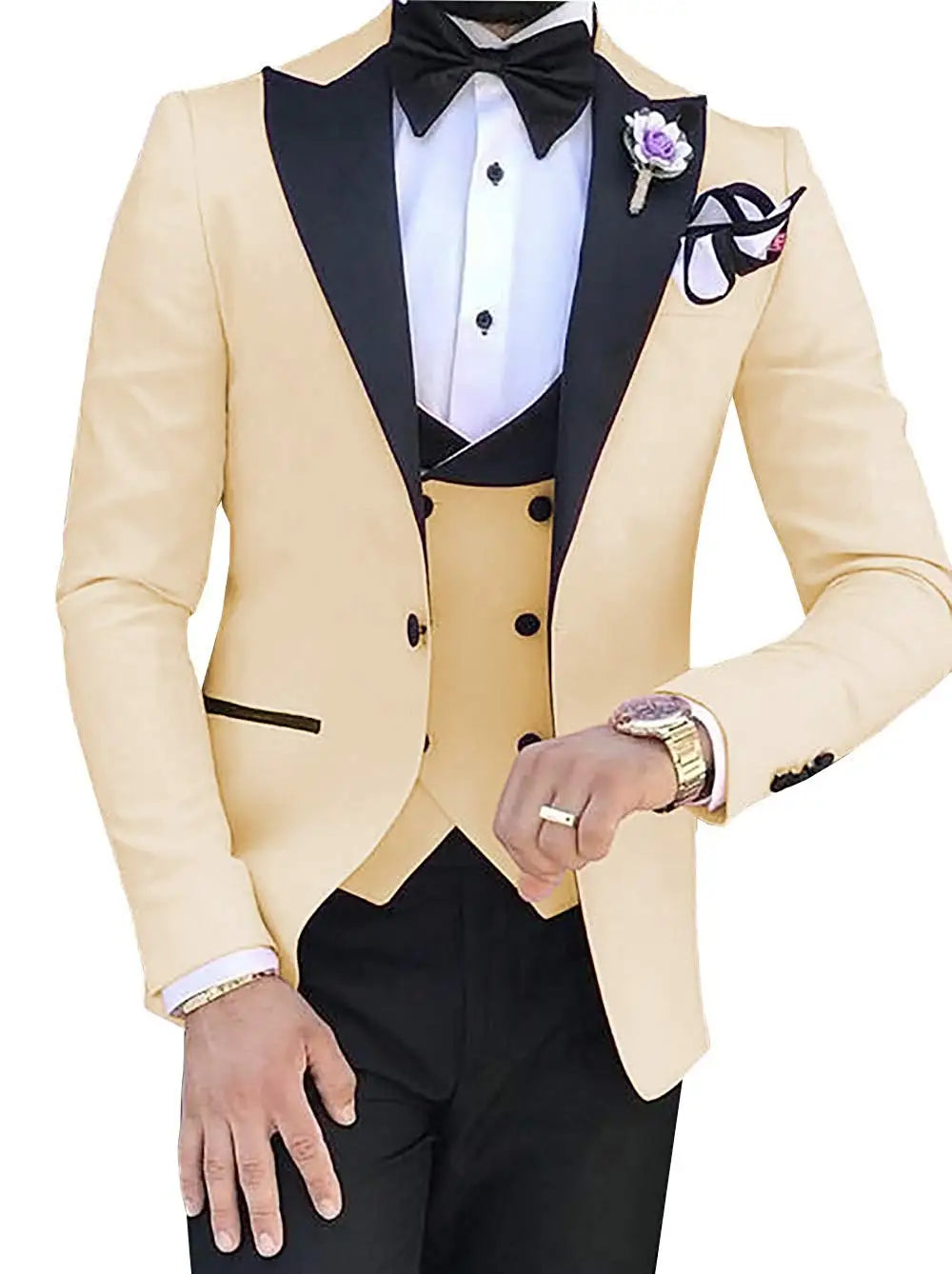Riolio prom suit Men 3 Pieces Suits For Men Custom Made Groom Groomsmen Tuxedos Wedding Men Suit Terno Masculino(Jacket+Pant+Vest)
