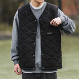 Riolio Cotton-layered Fashionable Vest Men with Autumn Winter Simple Casual Light Heated Inner Vest Cardigan Work Vest Top Aesthetic