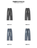 Riolio Jeans men Elastic waist Streetwear Fashion Jeans Black Spring New Men Women Wide Leg Straight Denim Trousers Plus Size 5XL-M