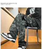Riolio camouflage Jeans Men straight Pants patchwork male jean Fit Patchwork Streetwear Men's Trousers Denim Large size Hip Hop