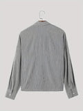 Riolio  New Japanese Trendy Men Shirts Light Luxury Textured Lapel Striped Long Sleeve Cardigan Tops Leisure Premium Loose Blouse M-2XL